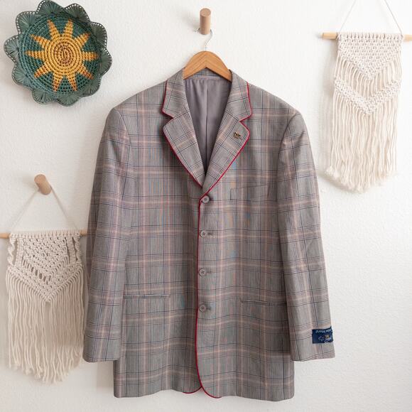 E.J. Samuel Plaid Single Breasted Blazer Size 42R NWT - Picture 2 of 13